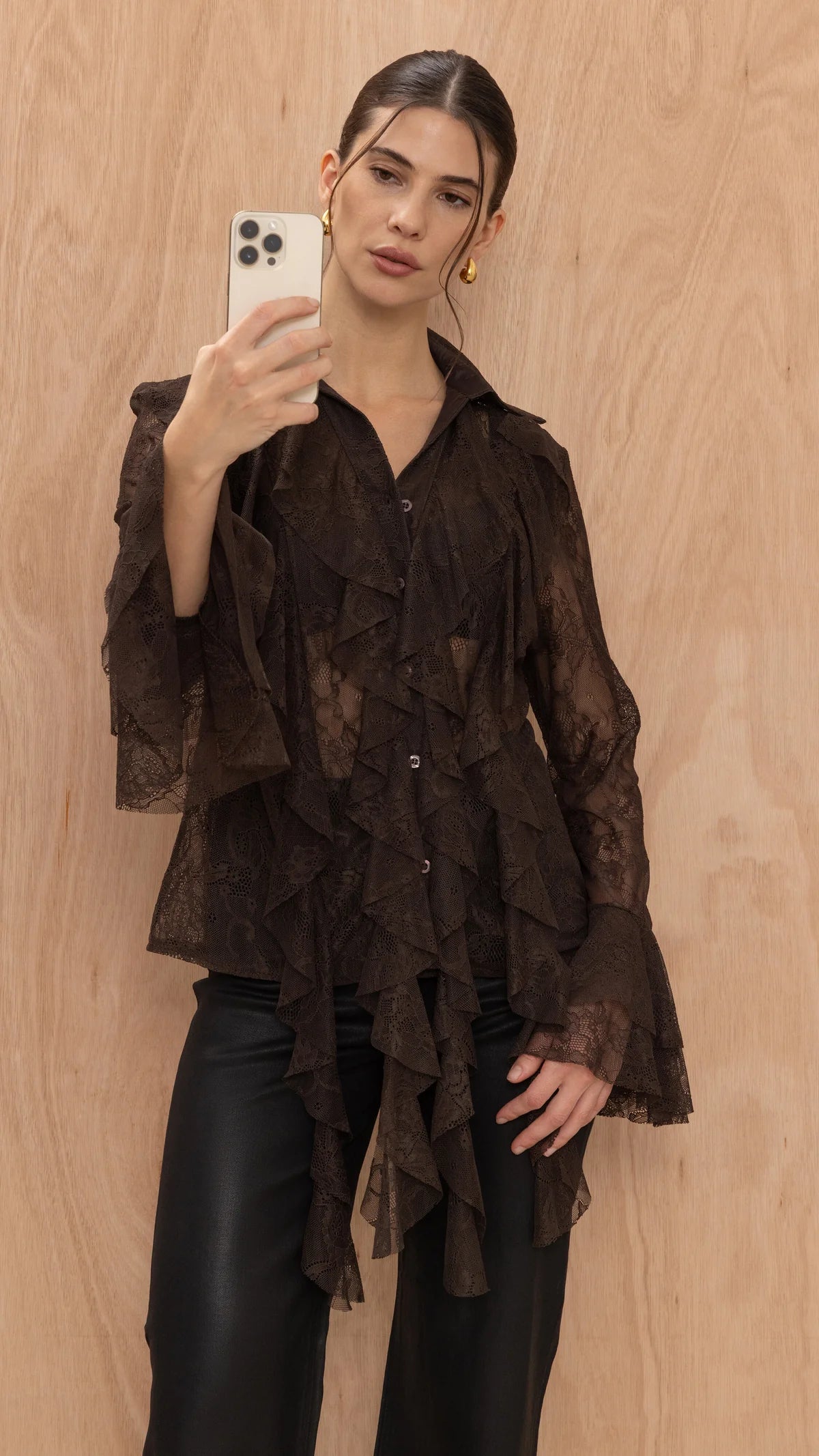 Lily Lace Shirt- BLACK