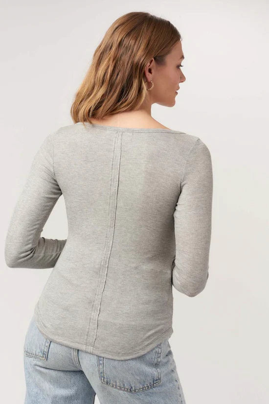 Yoko Boatneck Long sleeve- HEATHER GREY