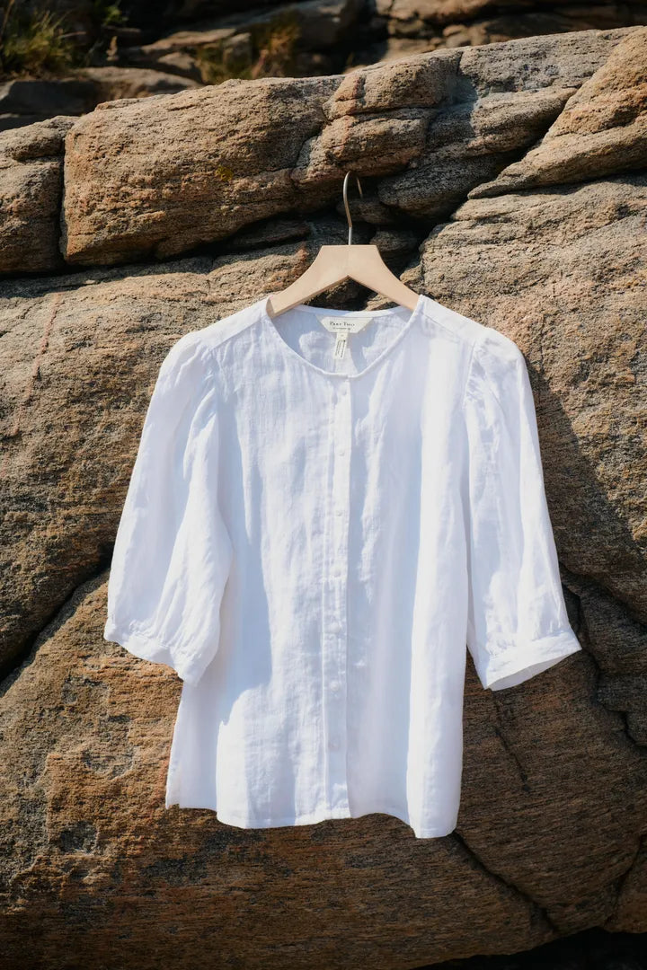 Azra Linen Blouse- WHITE