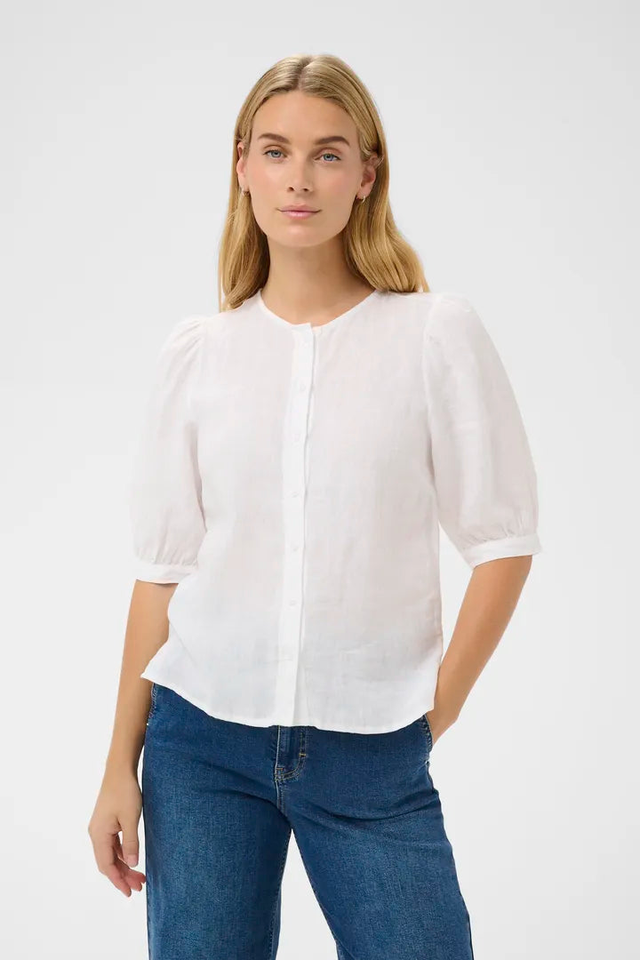 Azra Linen Blouse- WHITE