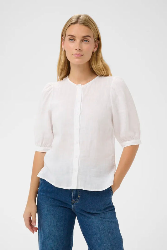 Azra Linen Blouse- WHITE