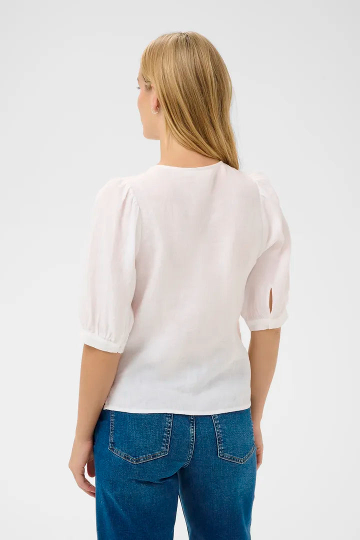Azra Linen Blouse- WHITE