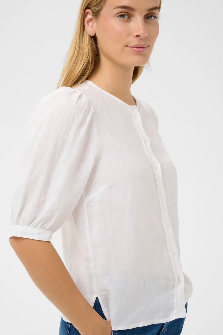 Azra Linen Blouse- WHITE
