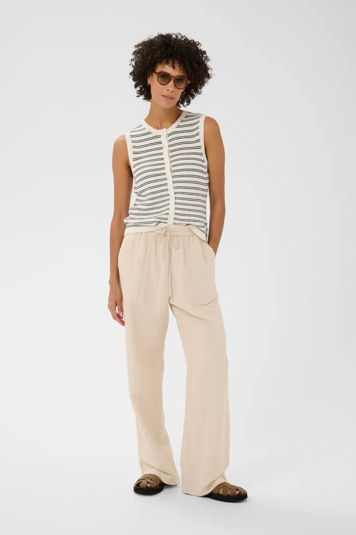 Enoila Drawstring Linen Pant- NATURAL