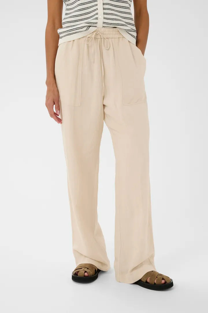 Enoila Drawstring Linen Pant- NATURAL