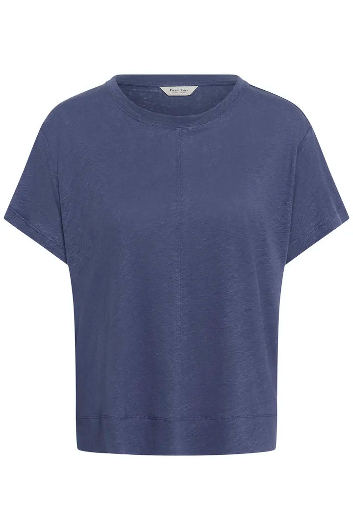 Anemona Linen Tee- BLUE INGIDO