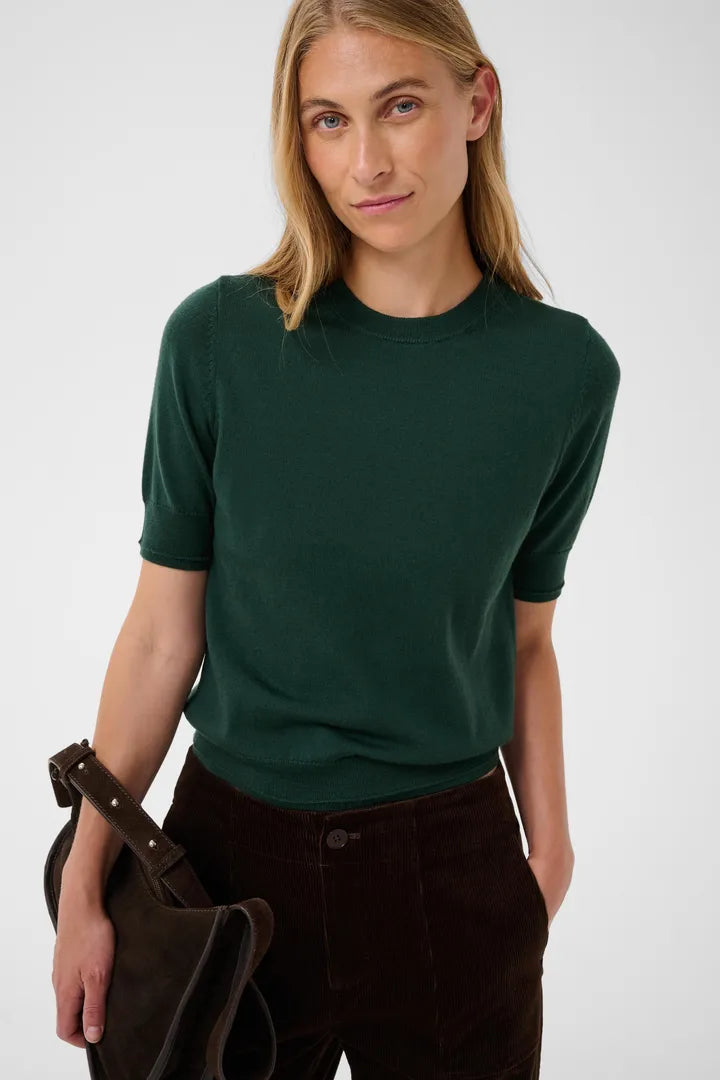 Natanya Knit Tee- FOREST GREEN
