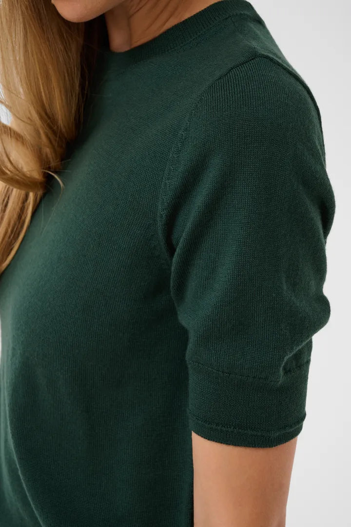 Natanya Knit Tee- FOREST GREEN