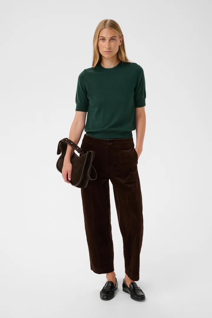 Natanya Knit Tee- FOREST GREEN