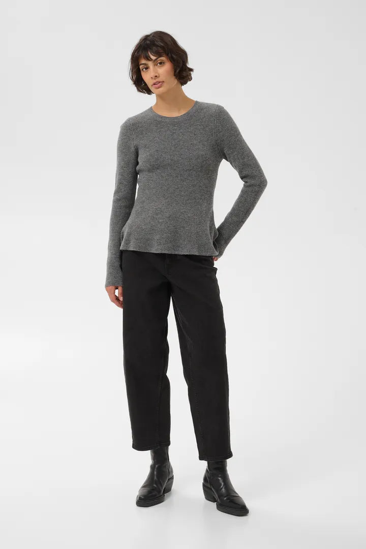 Carina Peplum Sweater- GREY