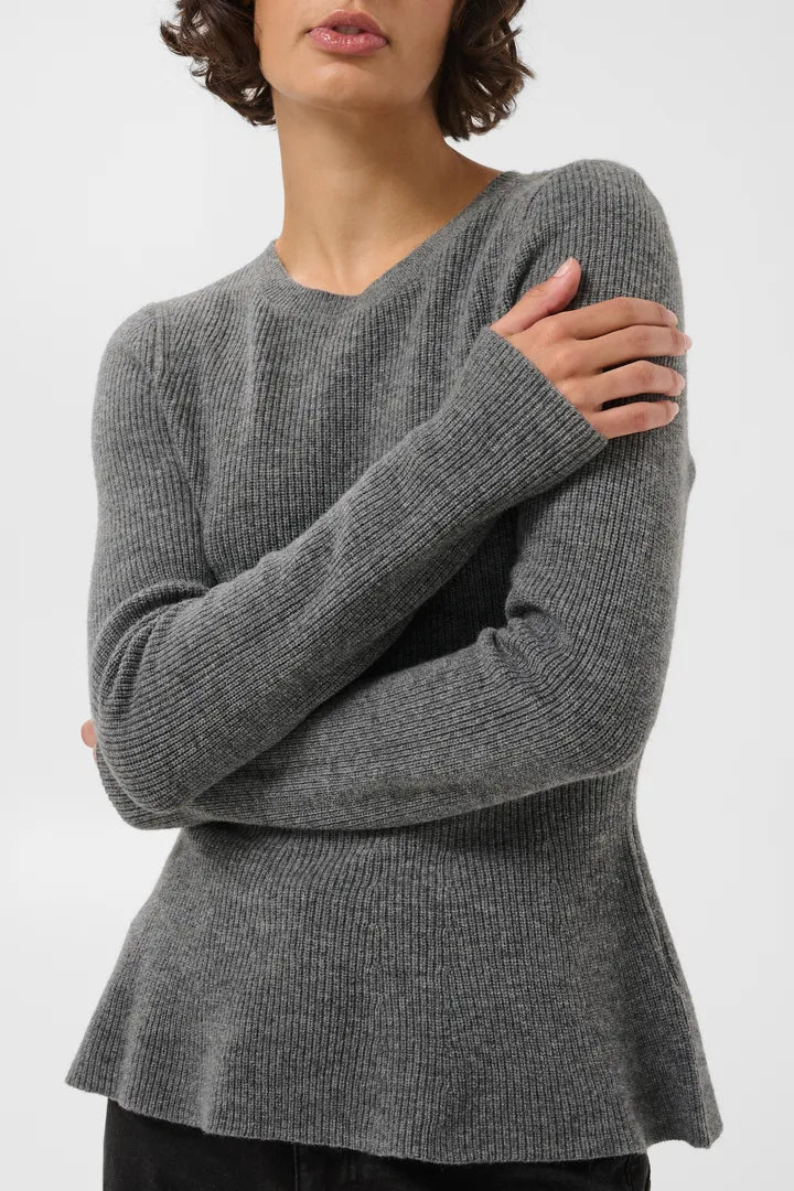 Carina Peplum Sweater- GREY