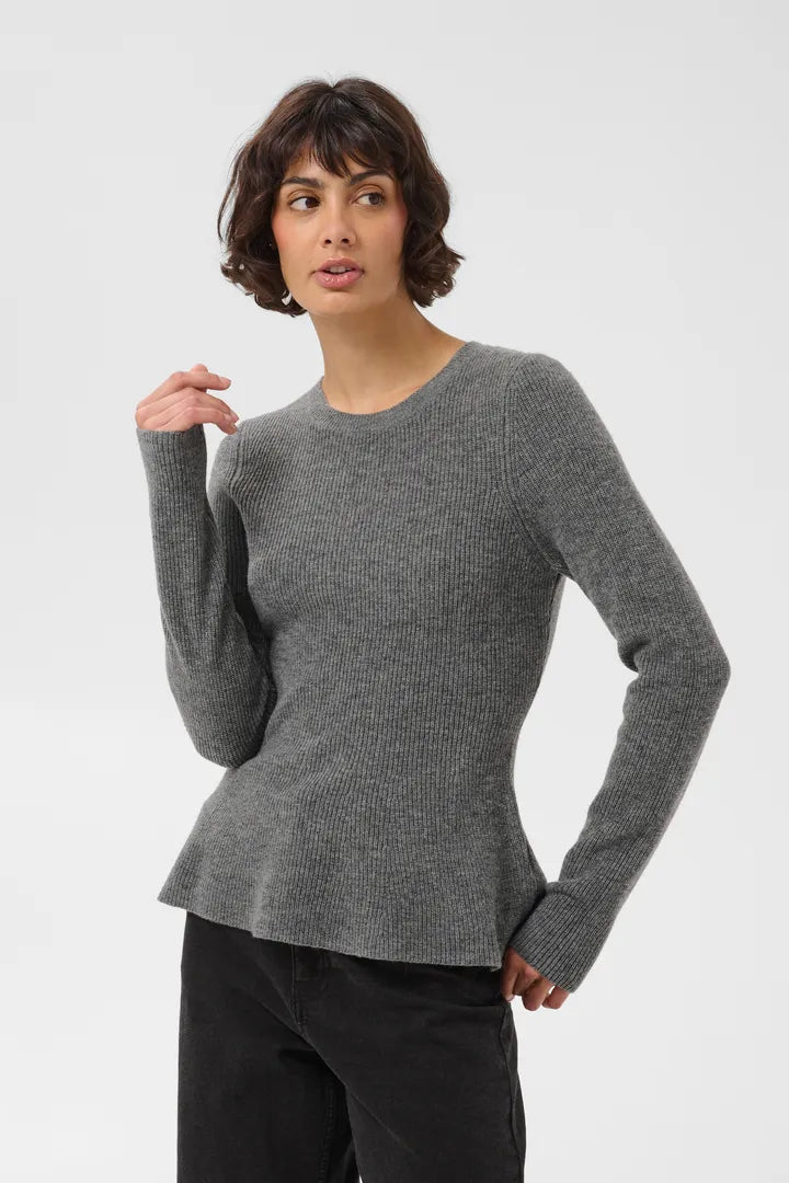Carina Peplum Sweater- GREY