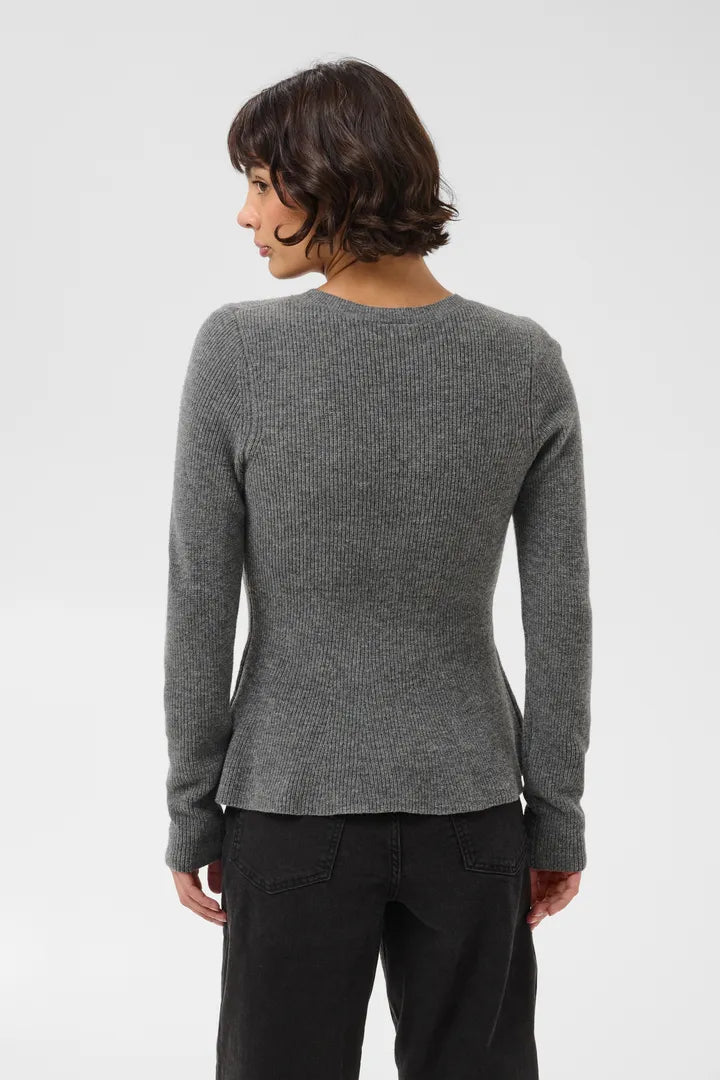 Carina Peplum Sweater- GREY