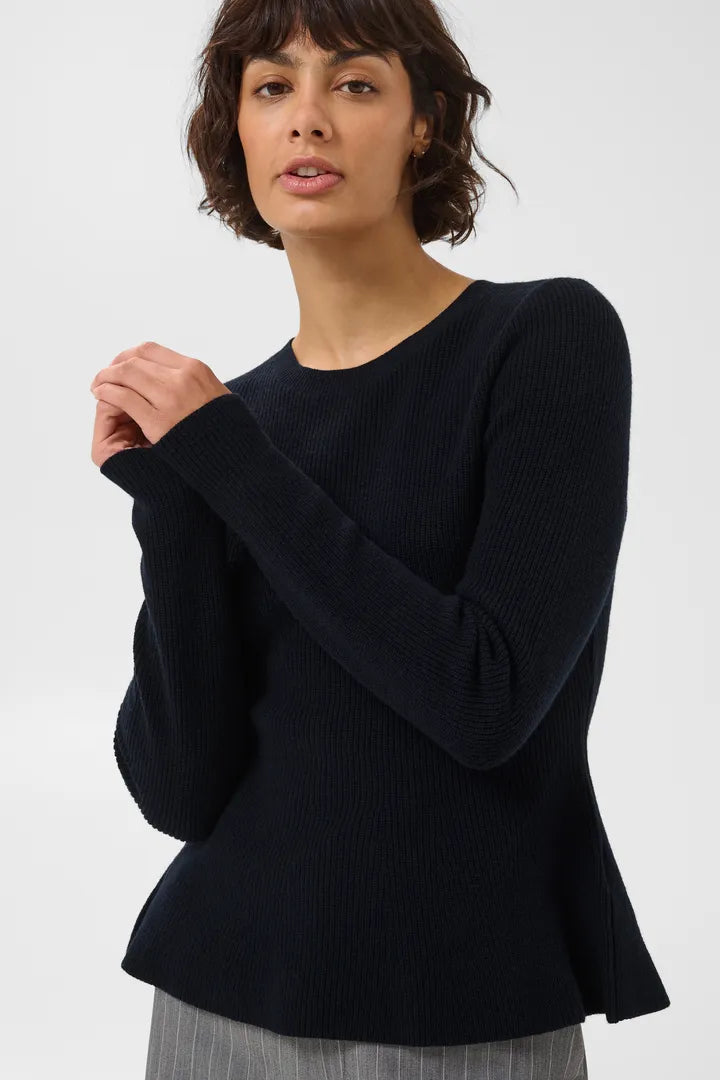 Carina Peplum Sweater- NAVY