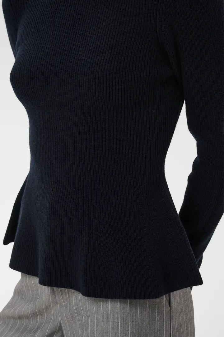 Carina Peplum Sweater- NAVY