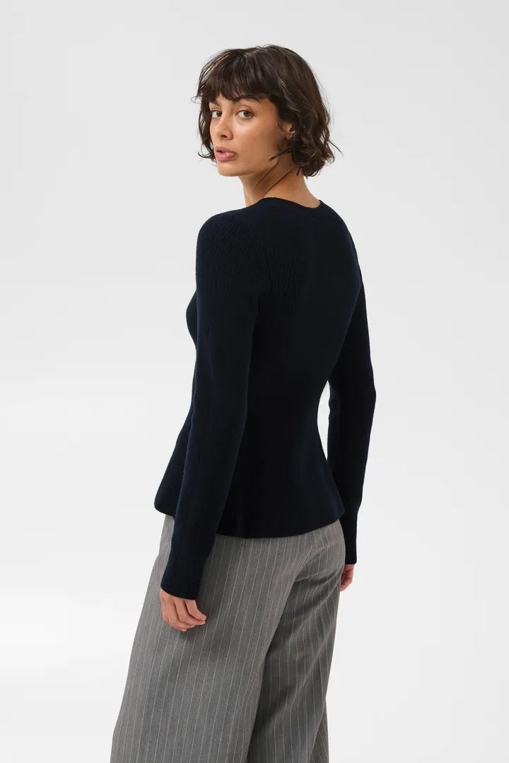 Carina Peplum Sweater- NAVY