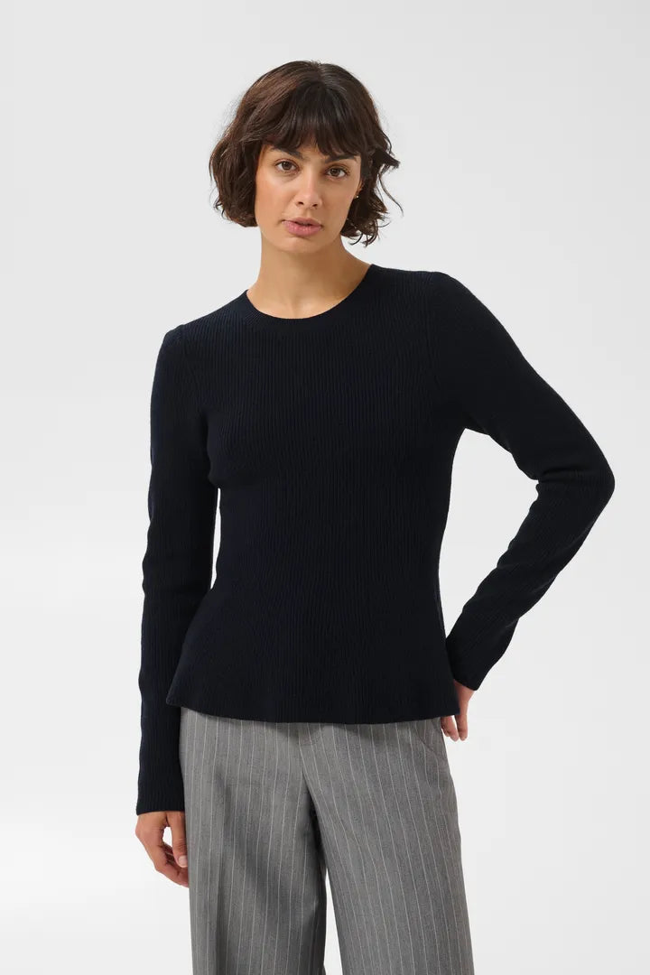 Carina Peplum Sweater- NAVY