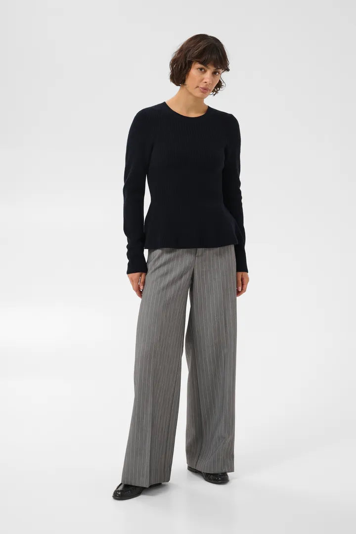 Carina Peplum Sweater- NAVY