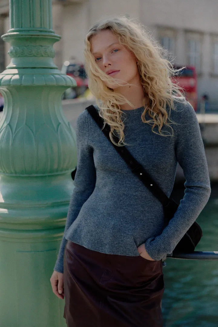 Carina Peplum Sweater- GREY