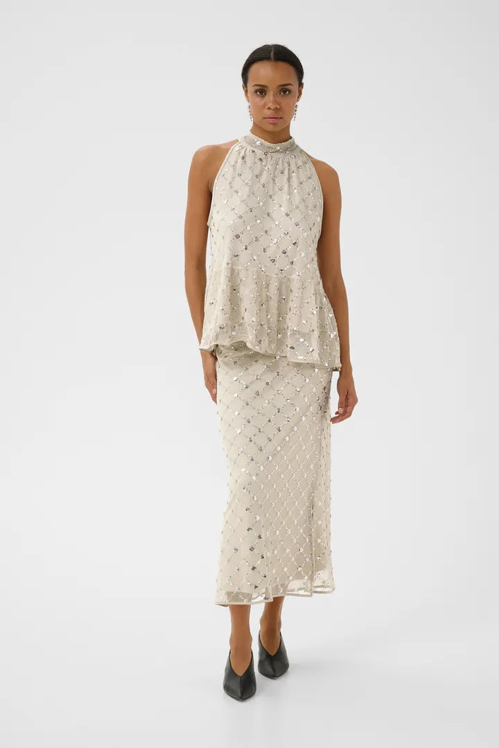 Vivika Sequin Skirt- METALLIC