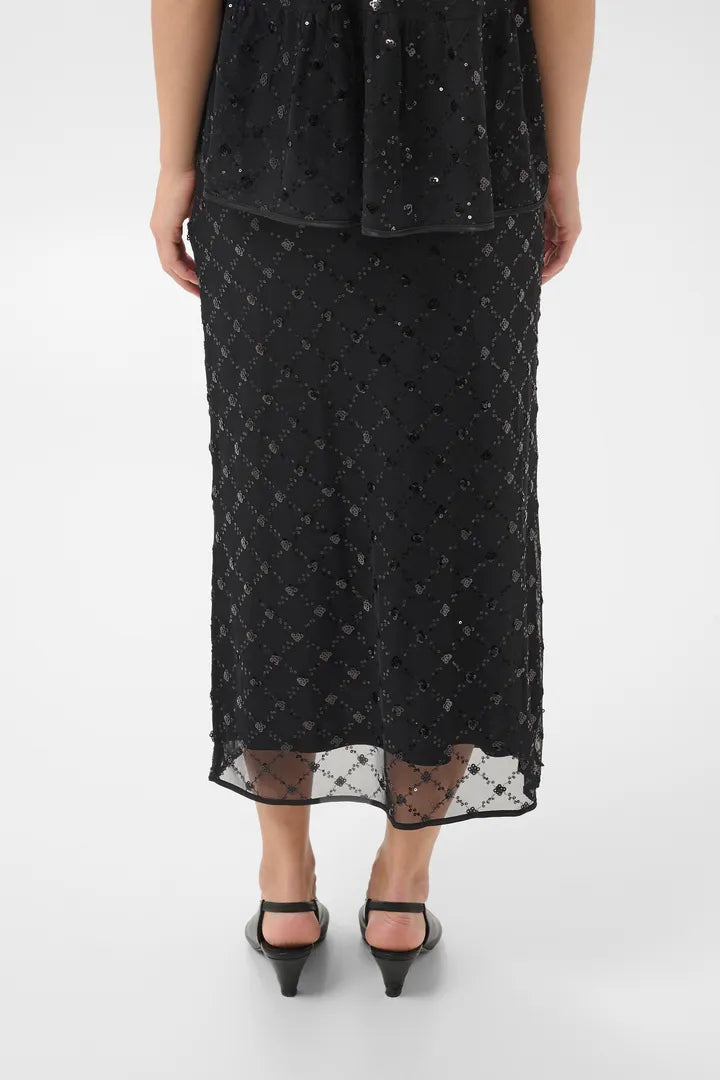 Vivika Sequin Skirt- BLACK