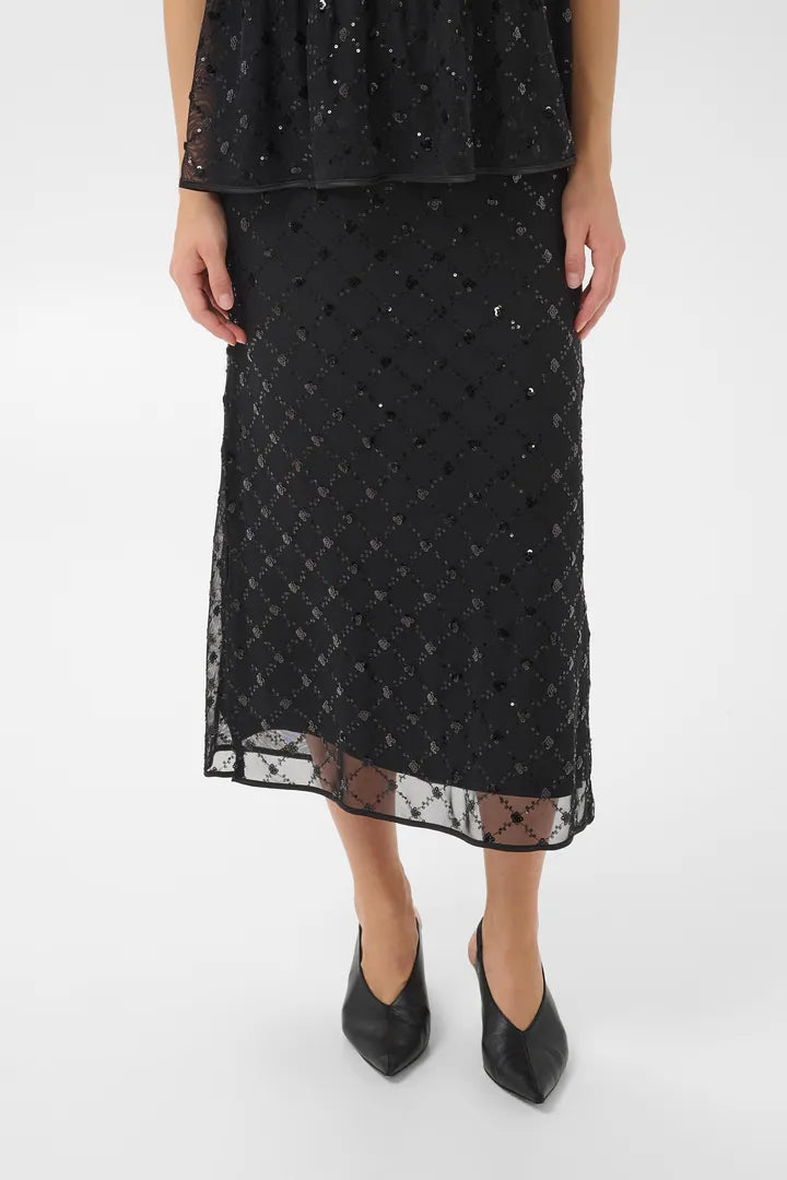 Vivika Sequin Skirt- BLACK