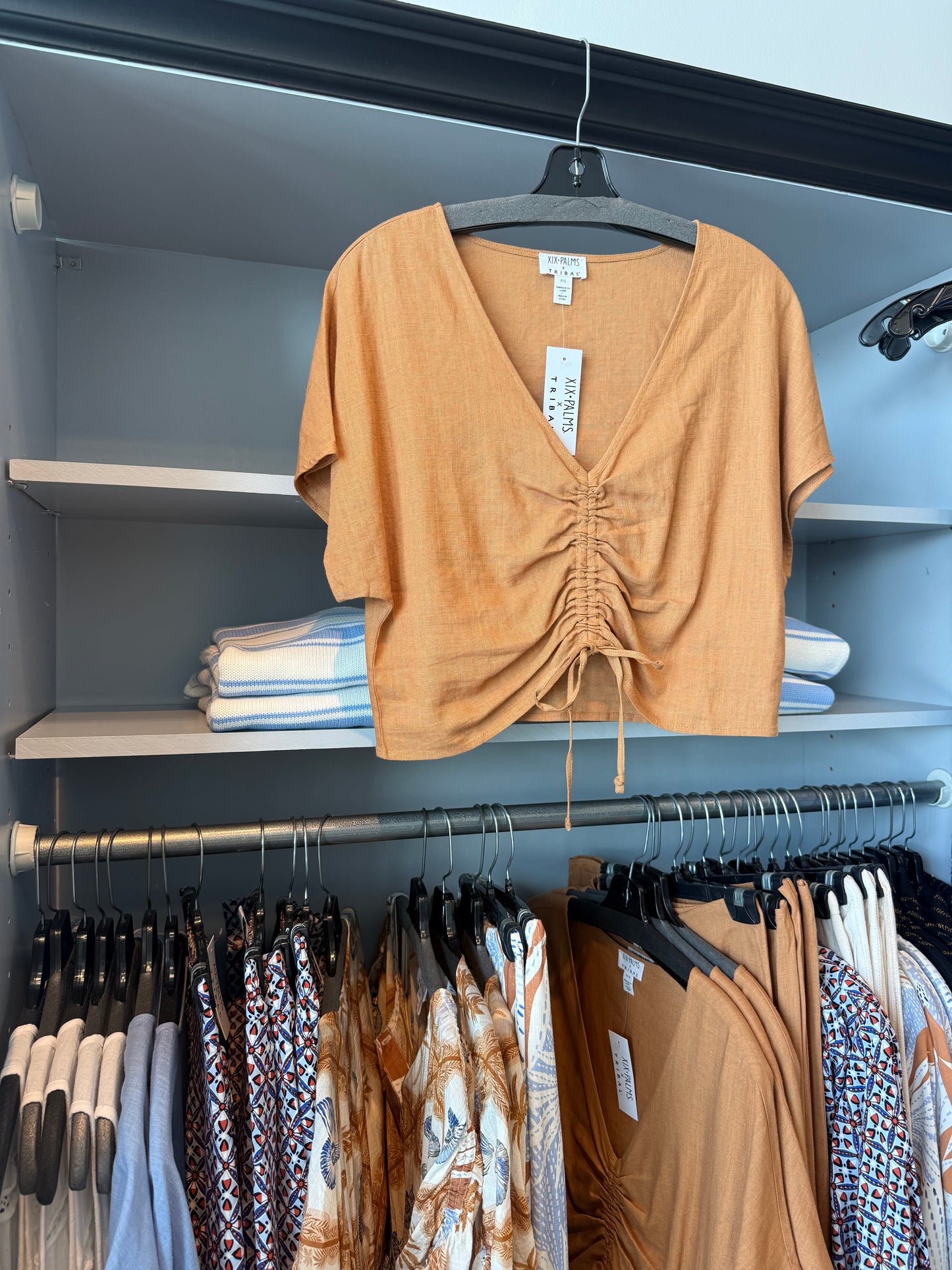 Carolina Drawstring Blouse- SAND