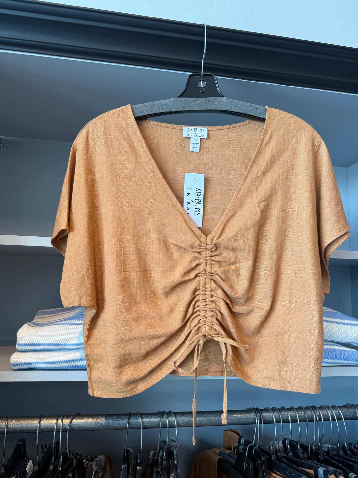 Carolina Drawstring Blouse- SAND