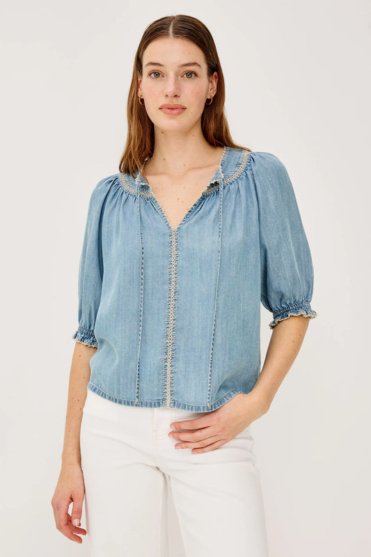 The Belina Top- WASHED BLUE