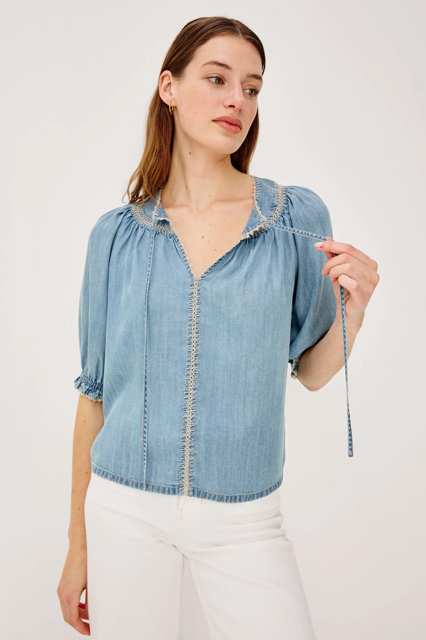 The Belina Top- WASHED BLUE