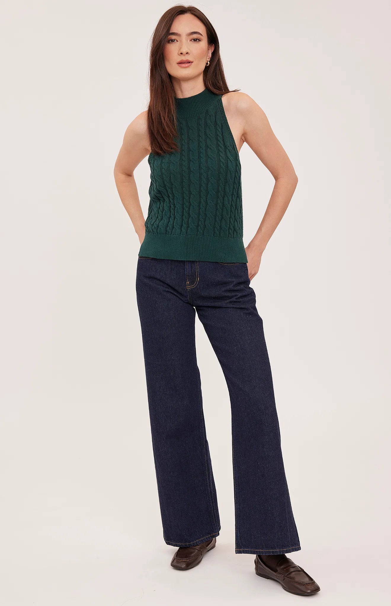 Lana Sleeveless Sweater- EVERGREEN