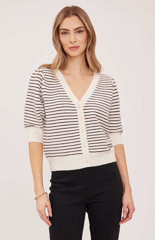 Hildi Knit Cardigan- FIG STRIPE