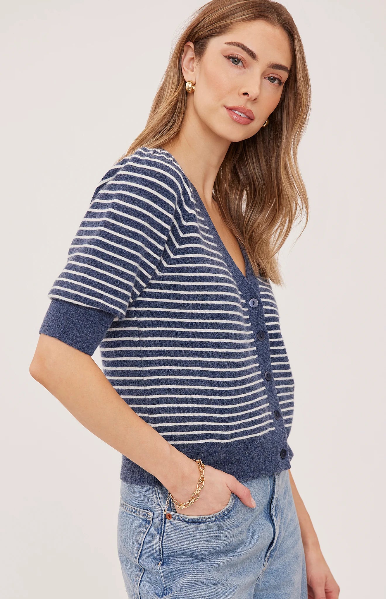Hildi Knit Cardigan- NAVY STRIPE