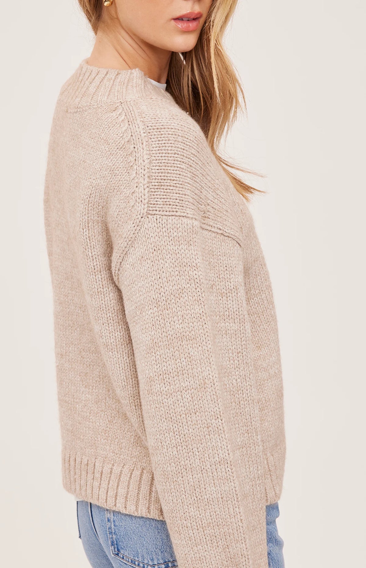 The Tova Sweater- HEATHER PEBBLE
