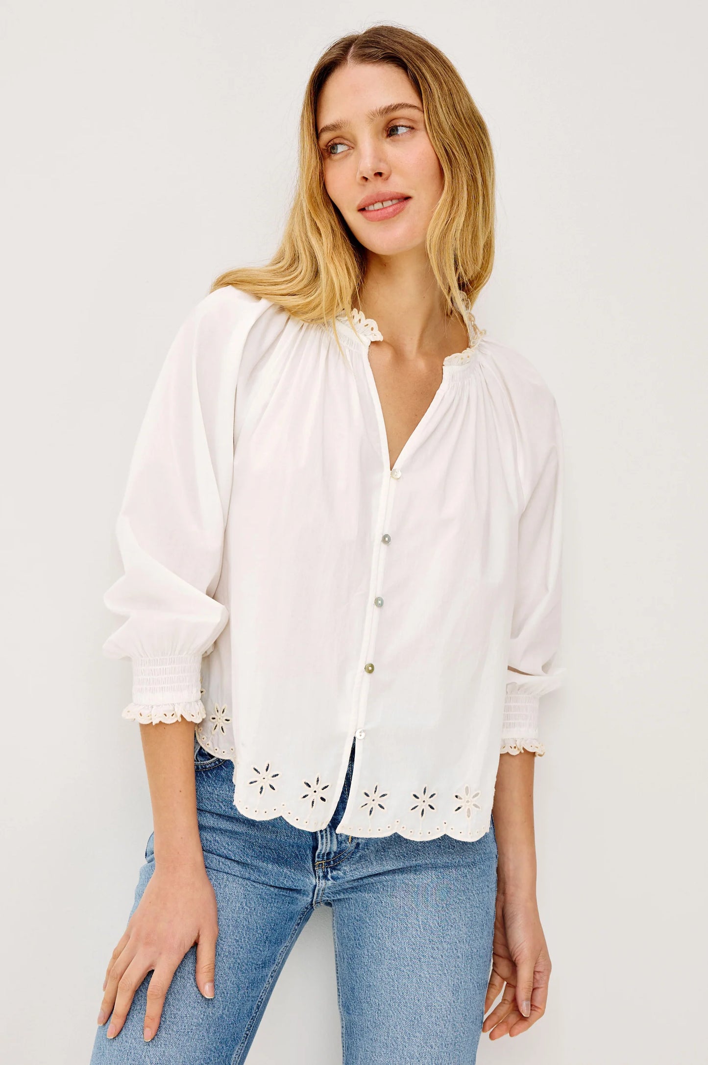 Mariah Oat Embroidery Blouse