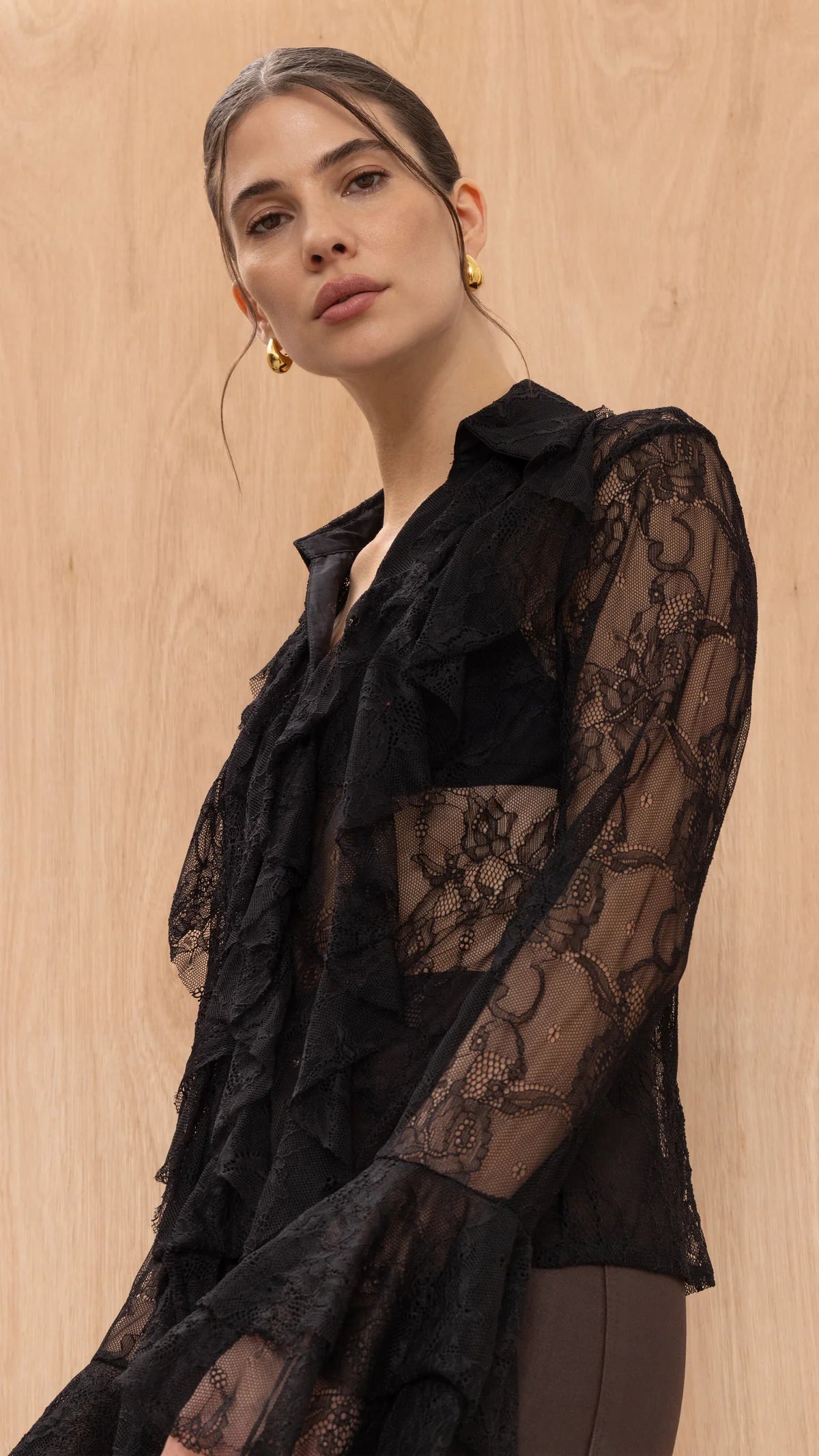 Lily Lace Shirt- BLACK