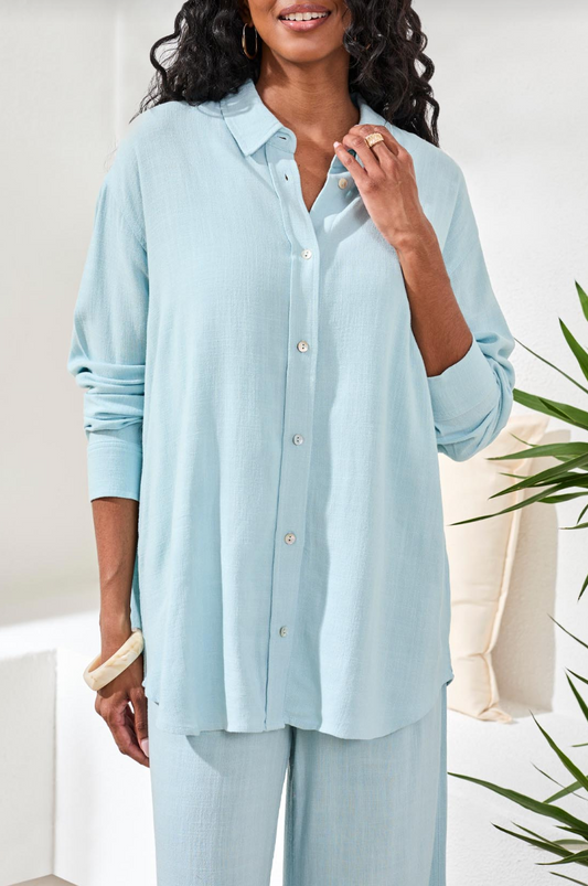Riley Button Down- AQUA