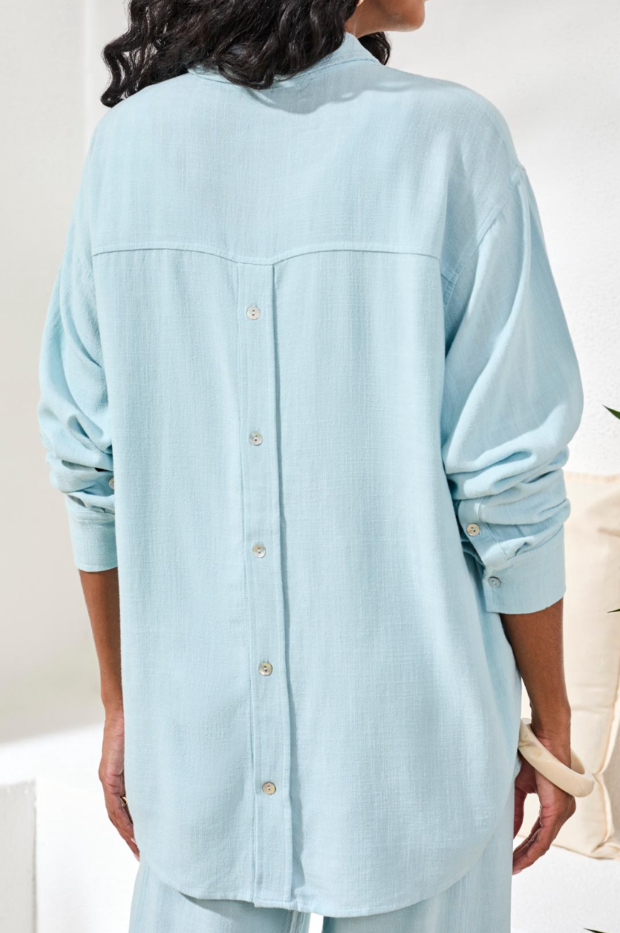 Riley Button Down- AQUA