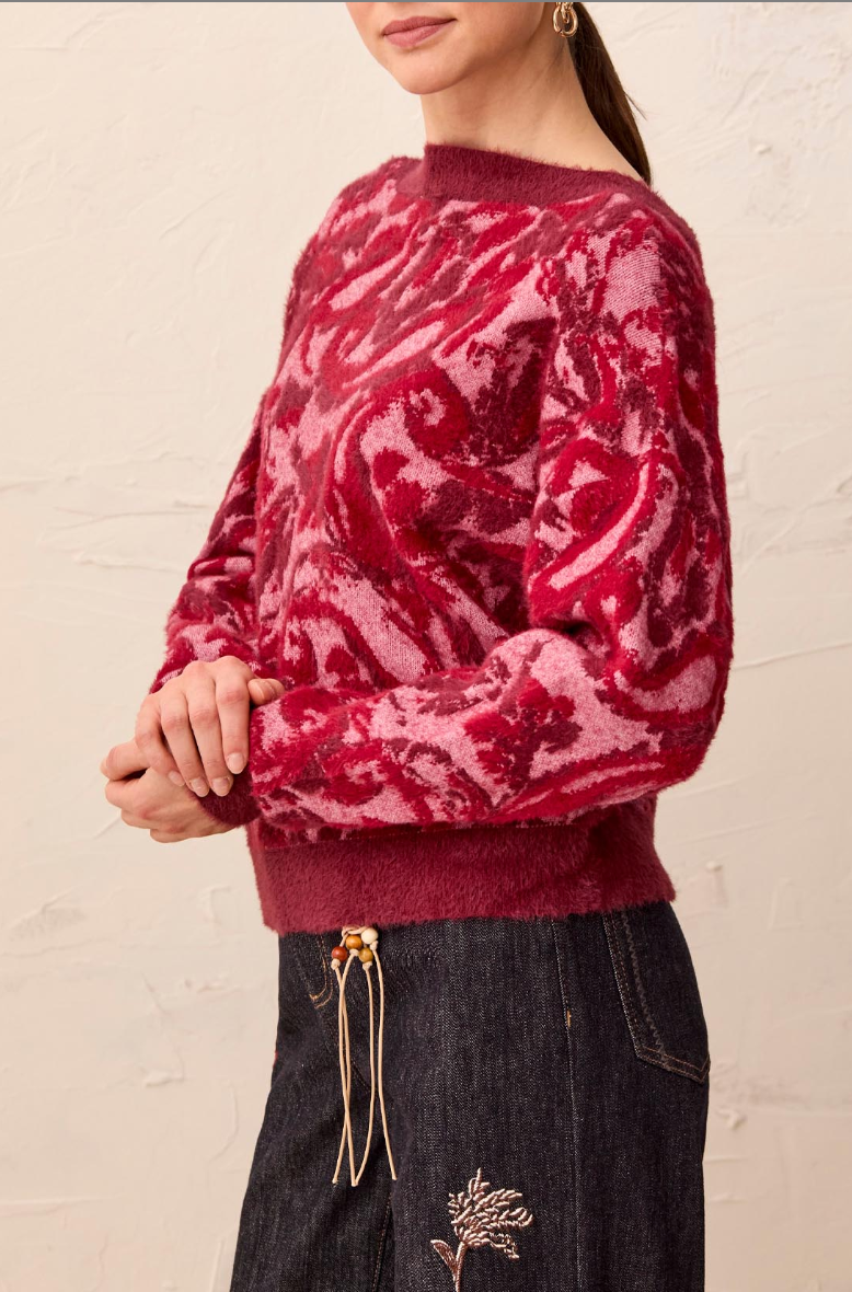 Whitney Jacquard Cardigan- PINKFROST