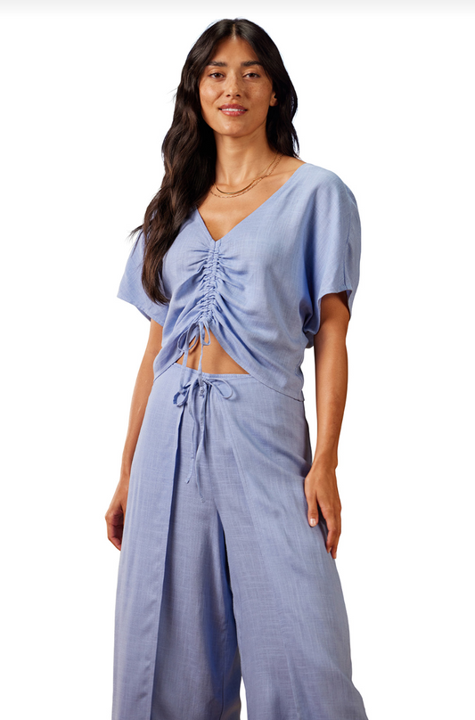 Carolina Drawstring Blouse- BLUE