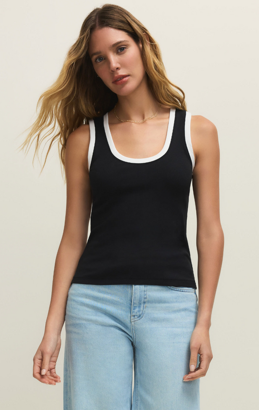 Sirena Contrast Tank- BLACK