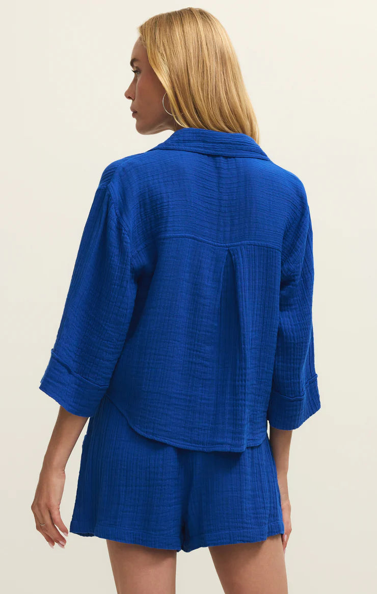 Helena Airy Gauze Button Up