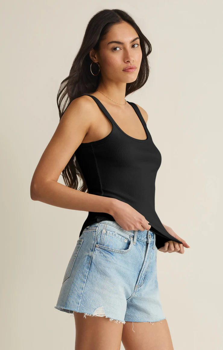 Renae Rib Tank Top- BLACK