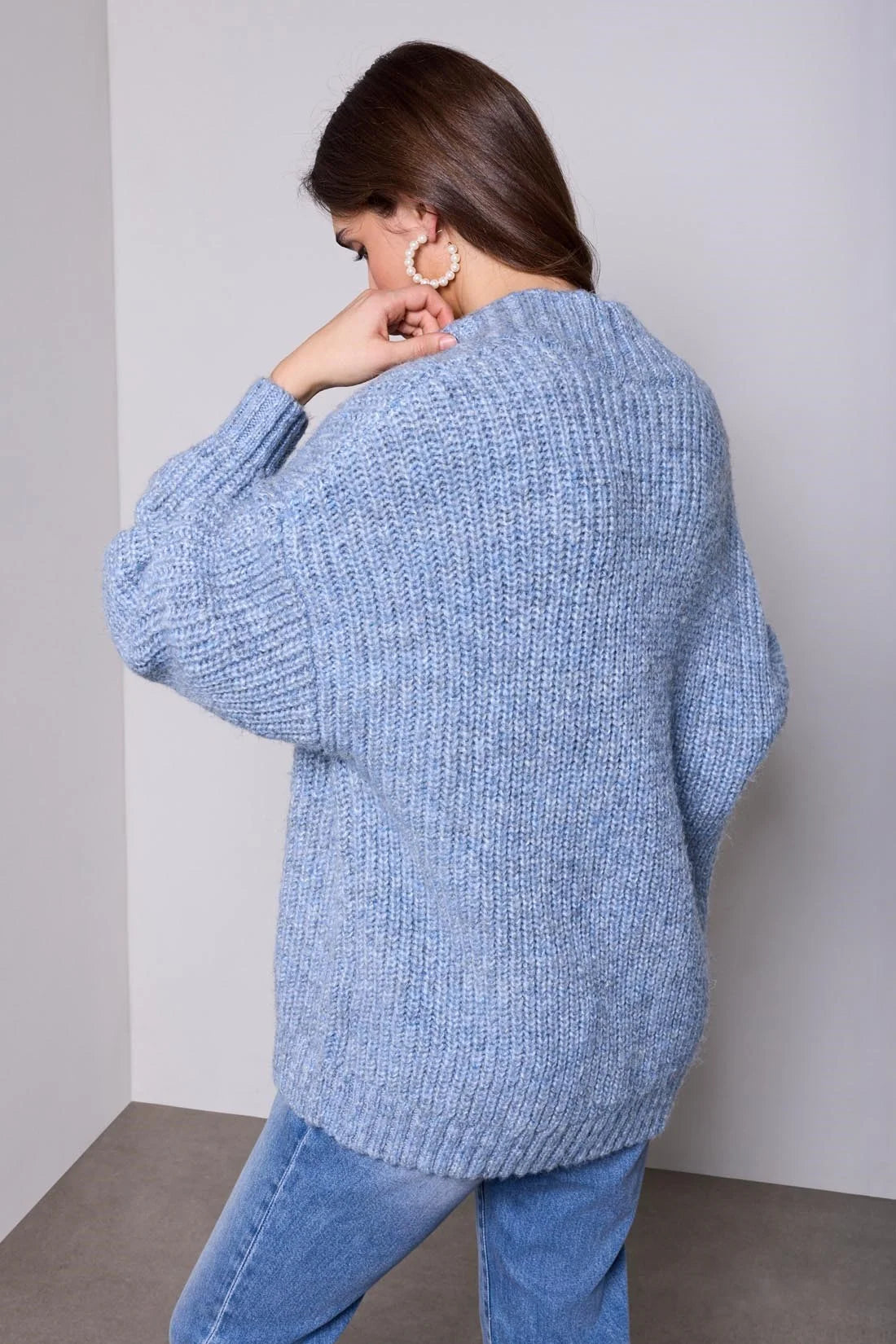 Cassie Oversized V-Neck Sweater- SKY
